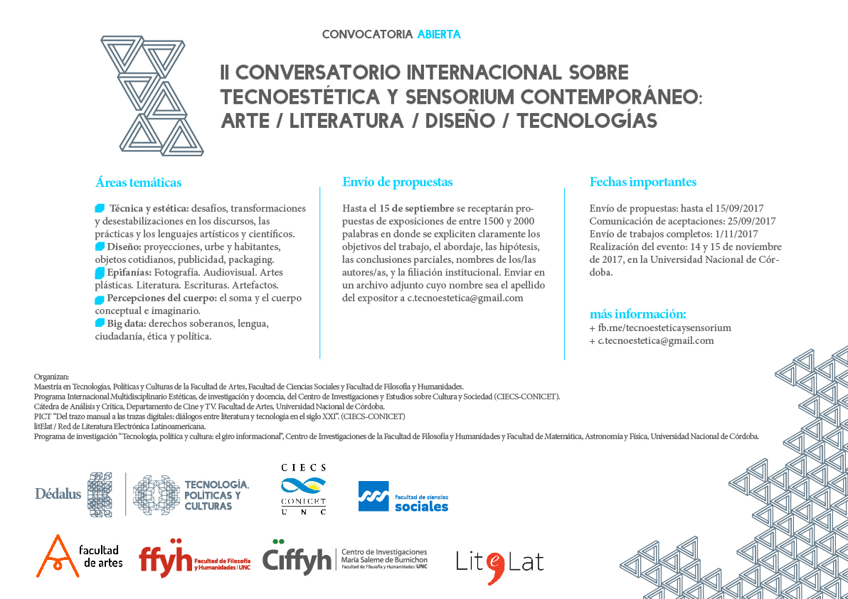 II Conversatorio Internacional sobre Tecnoestética y Sensorium Contemporáneo: arte / literatura / diseño / tecnologías
