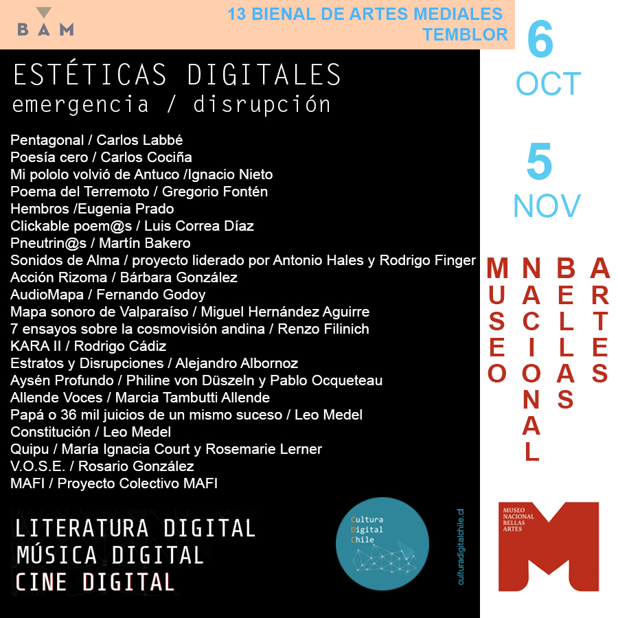 Muestra «Estéticas Digitales» en Bienal de Artes Mediales- Chile